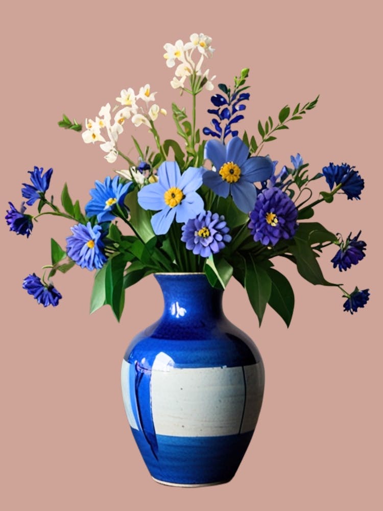 Blue Vase With Flowers 1