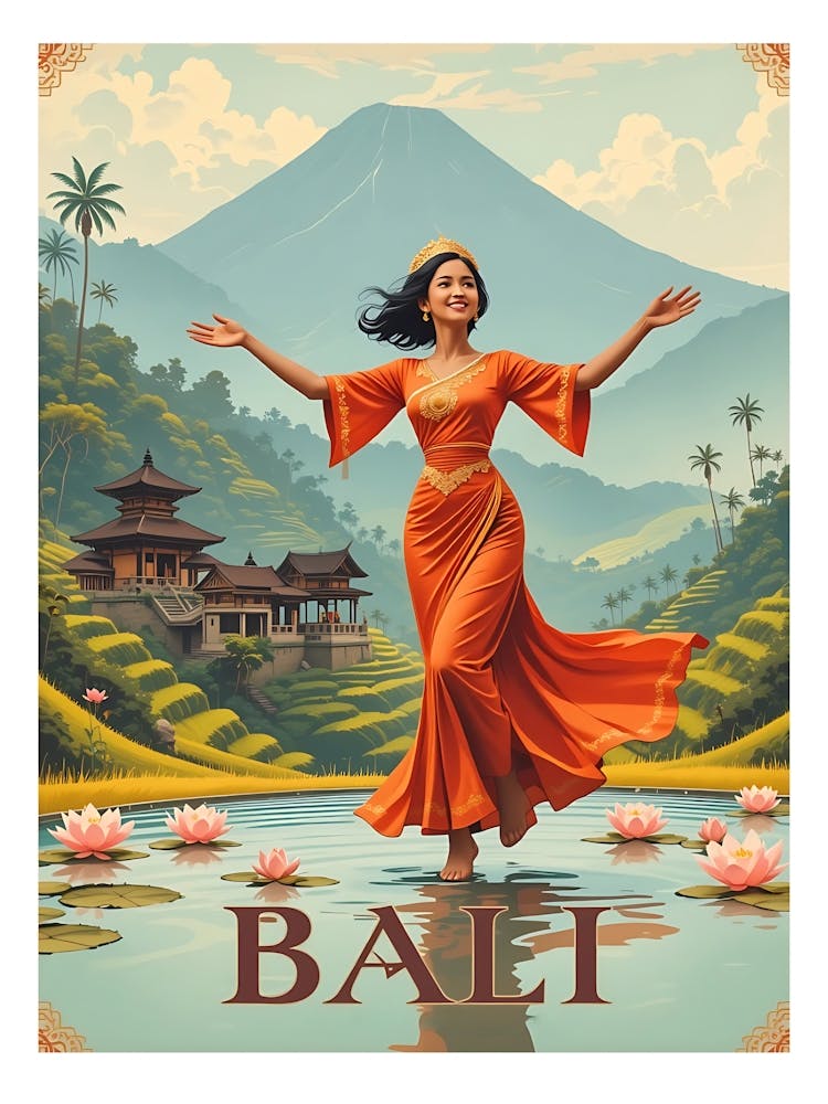 Bali Indonésie Affiche de Voyage Vintage 4