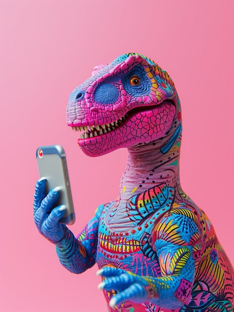 Toy Dinosaur On The Phone 5
