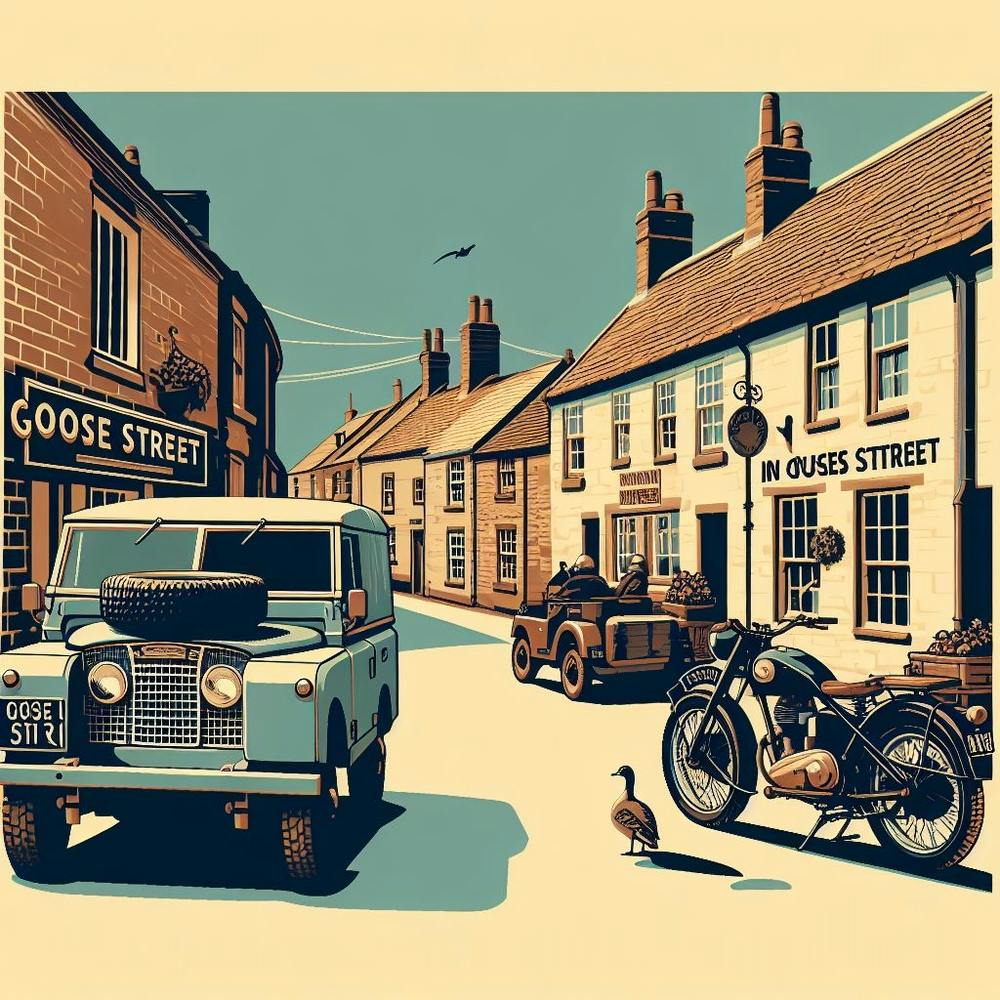 Land Rover, Beckington Village, England. Vintage 