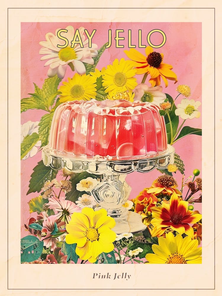 Affiche Collage Dessert Rétro Gelée Rose 1