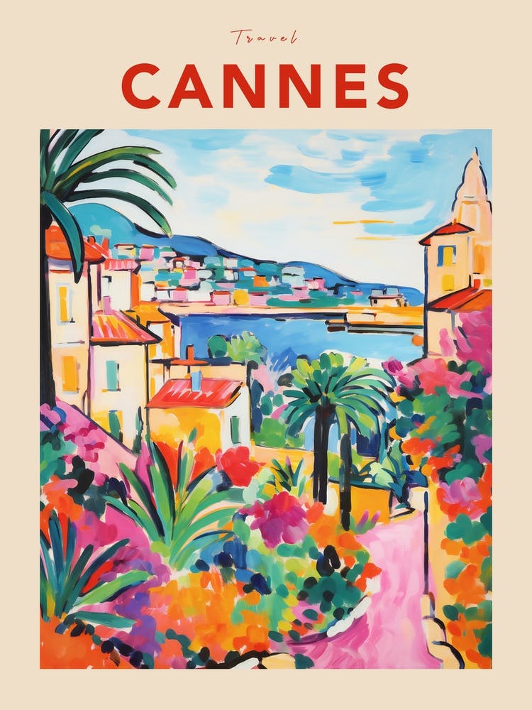 Cannes France 7 Fauvist Travel Poster