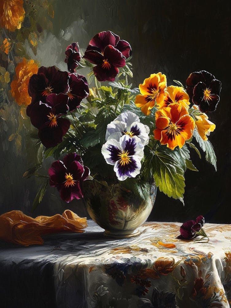 Baroque Floral Still Life Wild Pansy 3