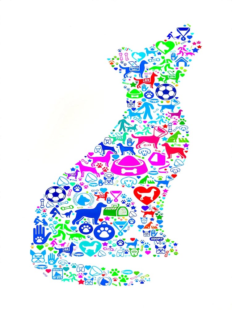 Wolf Dog And Canine Pet Colorful Icon Pattern