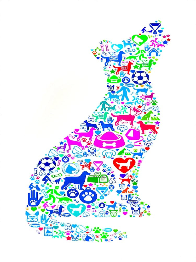 Wolf Dog And Canine Pet Colorful Icon Pattern