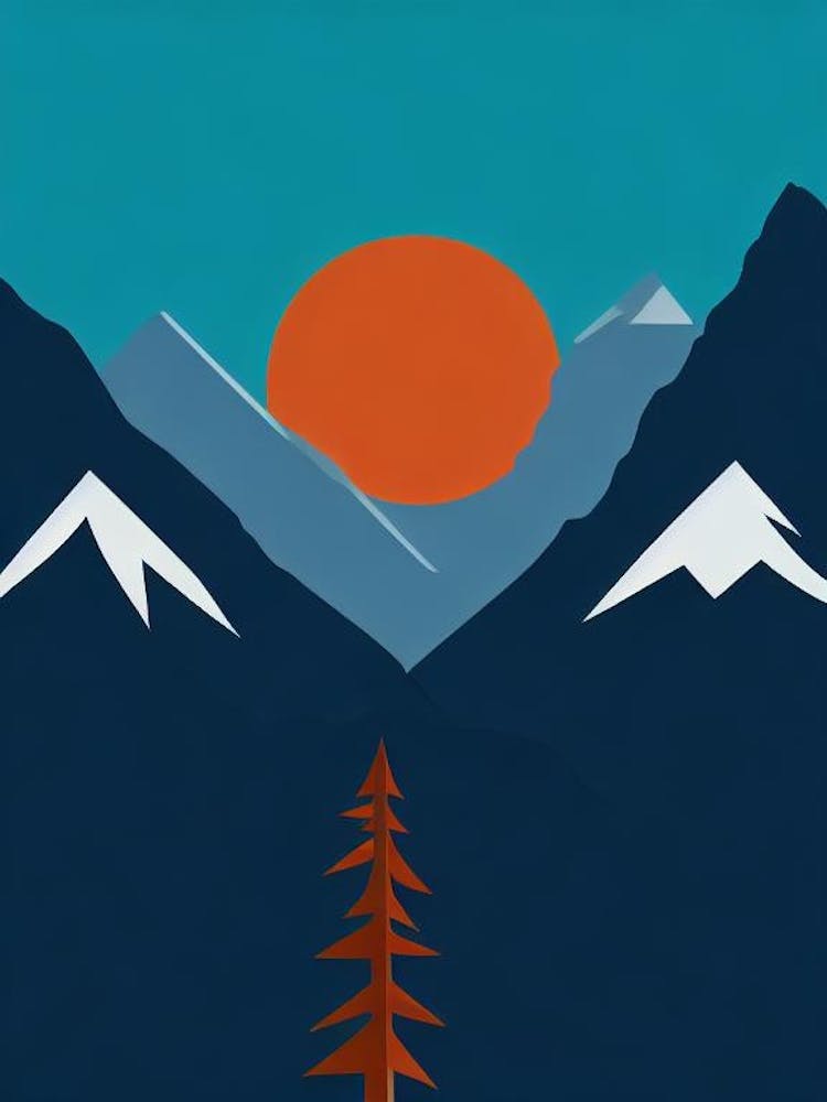 Serre Chevalier, France Modern Illustration Skiing Poster