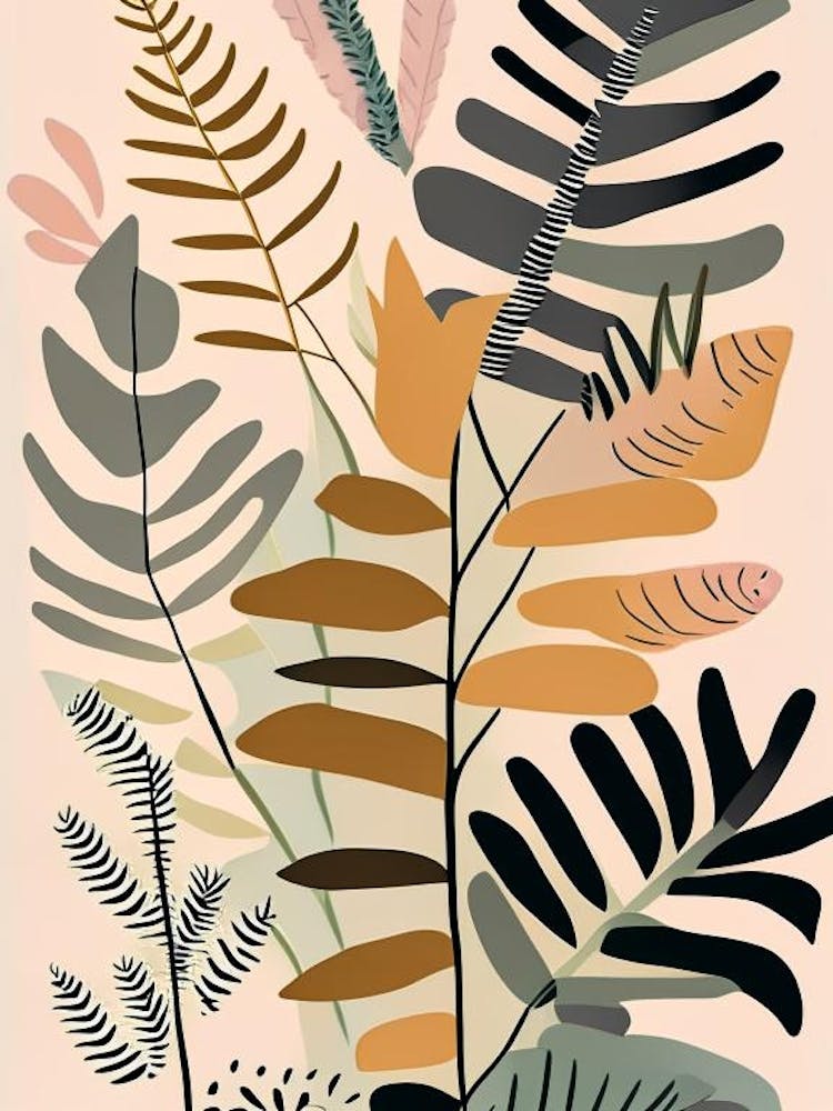 Beech Fern Wildflower Modern Muted Colours 1
