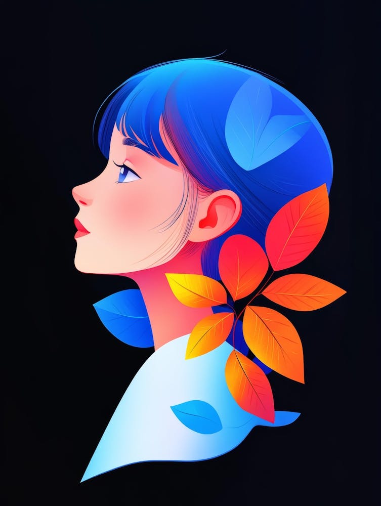 Portrait Of A Girl With Blue Hair