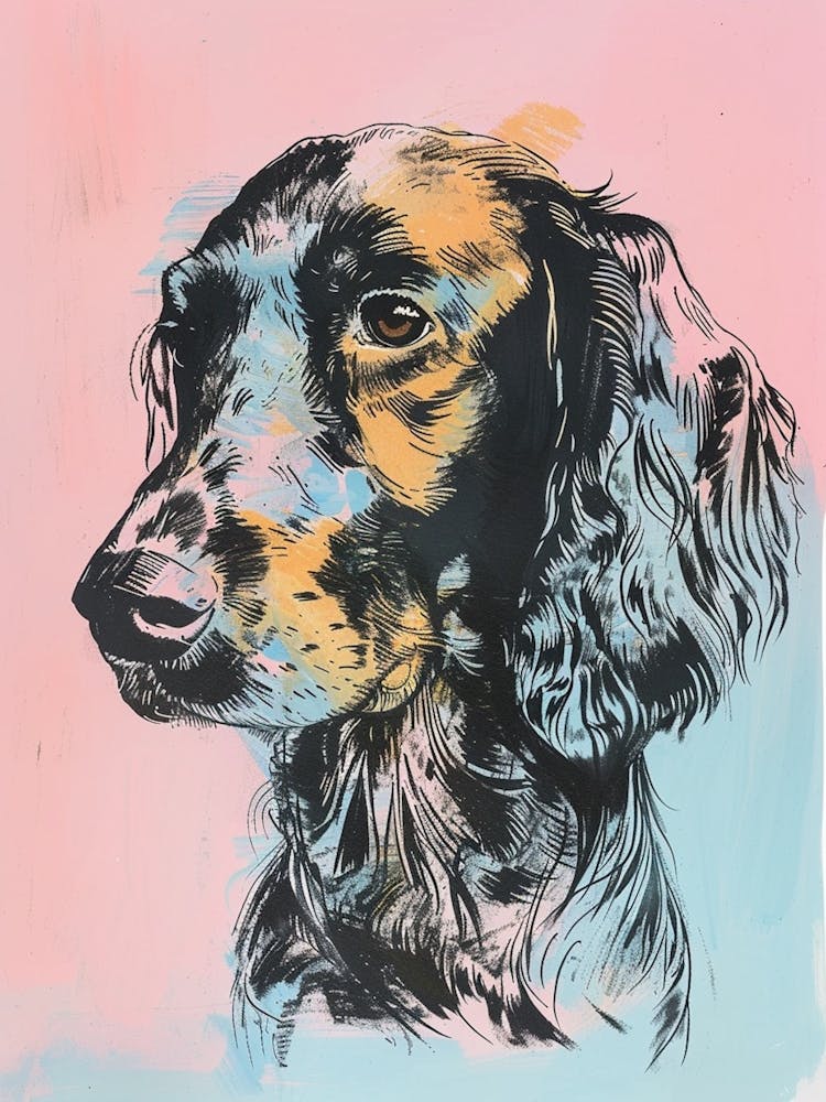 Gordon Setter Dog Pastel Illustration