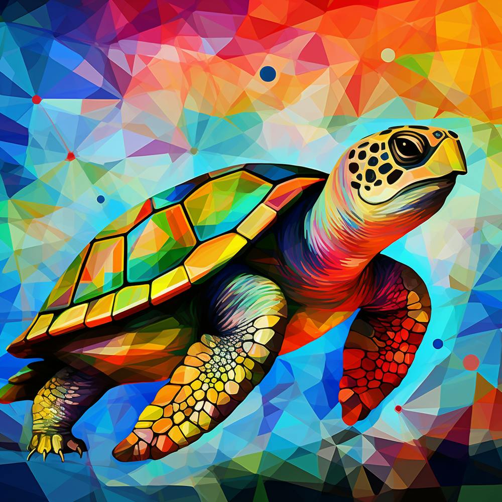 Turtle On A Colorful Background