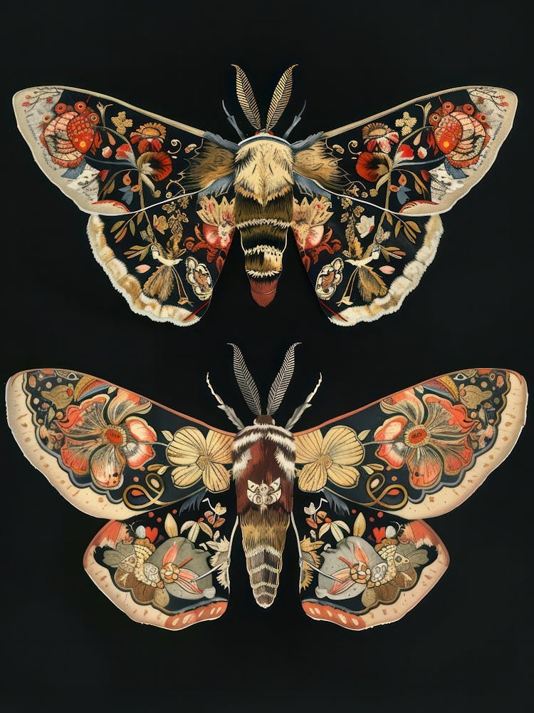 Night Butterflies William Morris Style 4