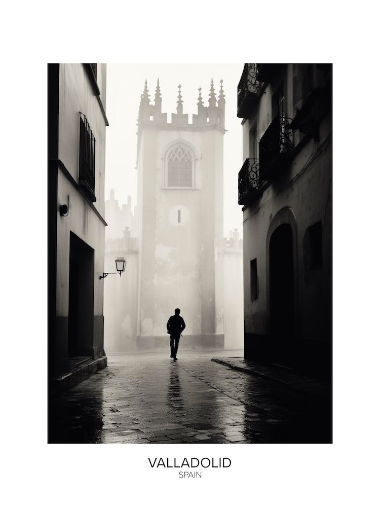 Poster Of Valladolid, Spain, Black And White Analogue Photography 4
