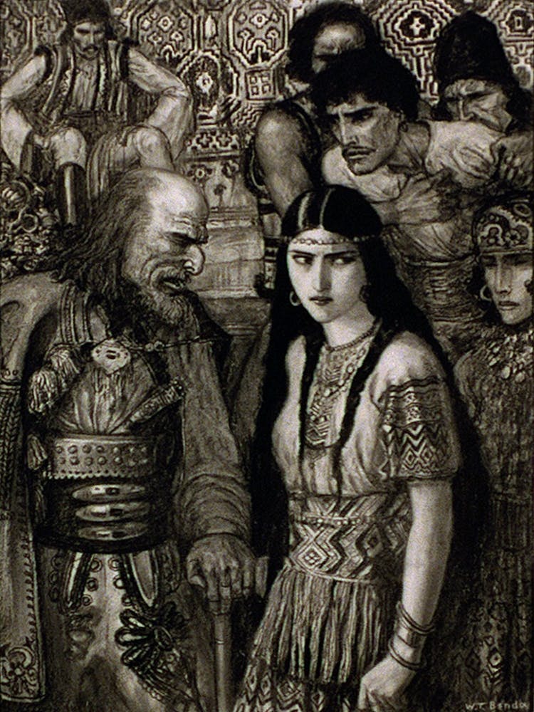 Peasants In Slav Costume Surround Old Man Looking At Girl (Between 1890 And 1934) By Wladyslaw Theodore Benda