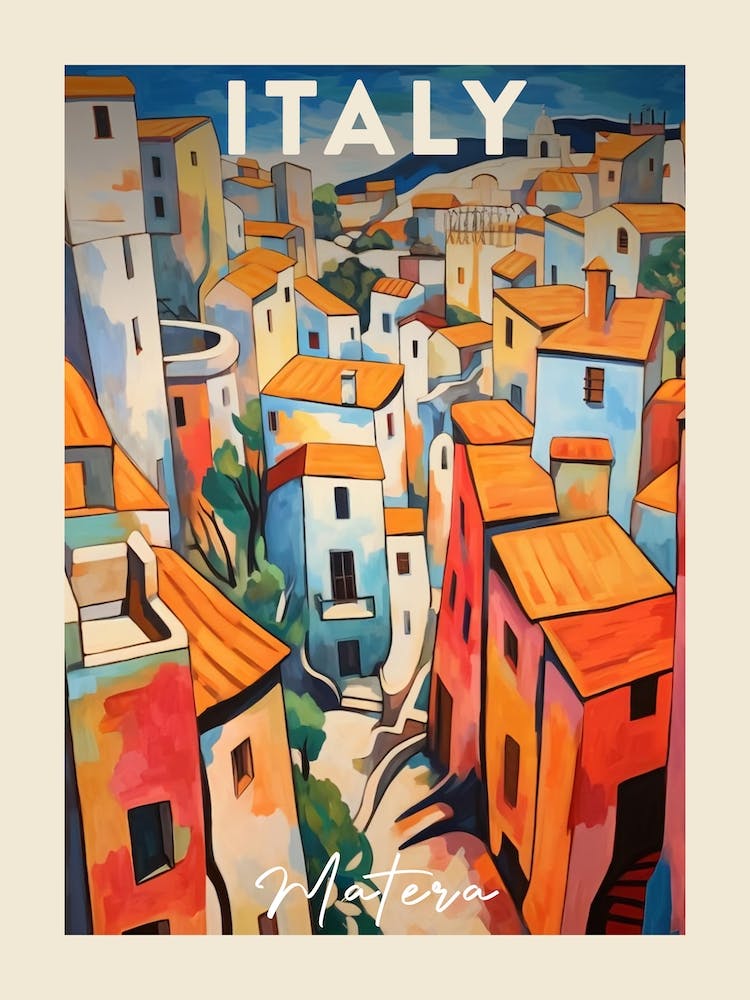 Matera Italy 2 Fauvist Painting Travel Poster