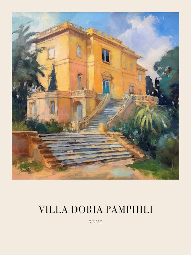 Villa Doria Pamphili Rome Italy 3 Vintage Cezanne Inspired Poster