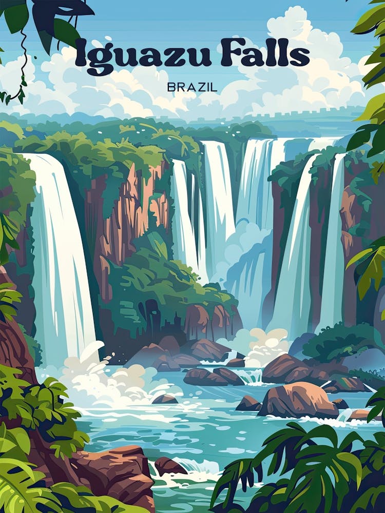 Iguazu Falls Brazil Holiday Digital Travel Art