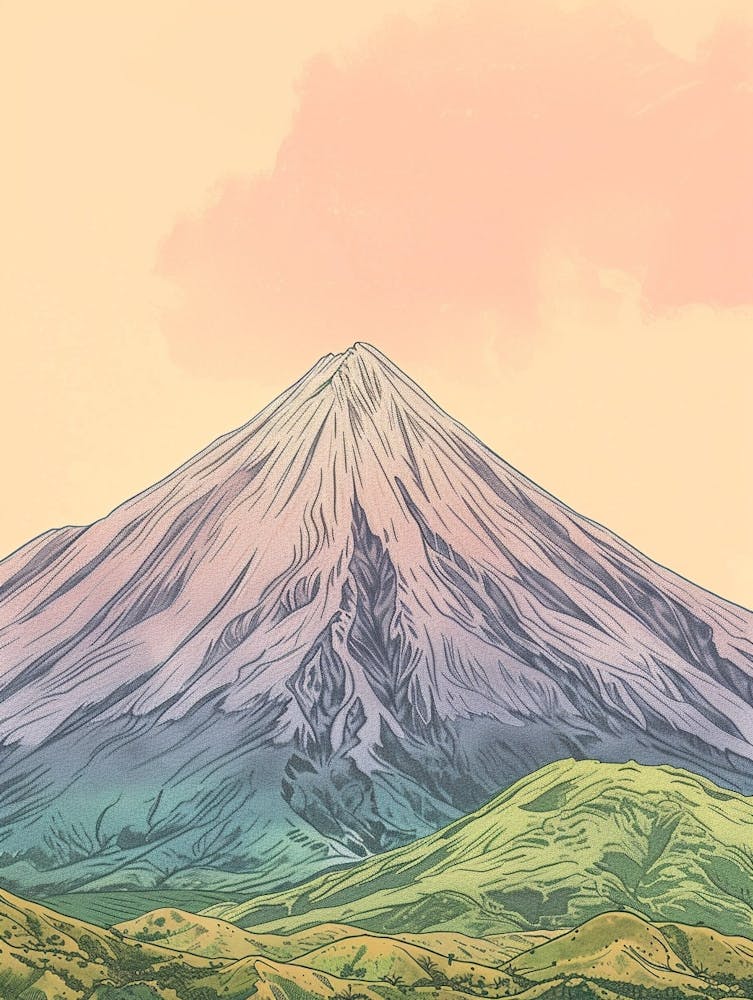 Mont Apo Philippines Dessin au Trait Couleur (7)