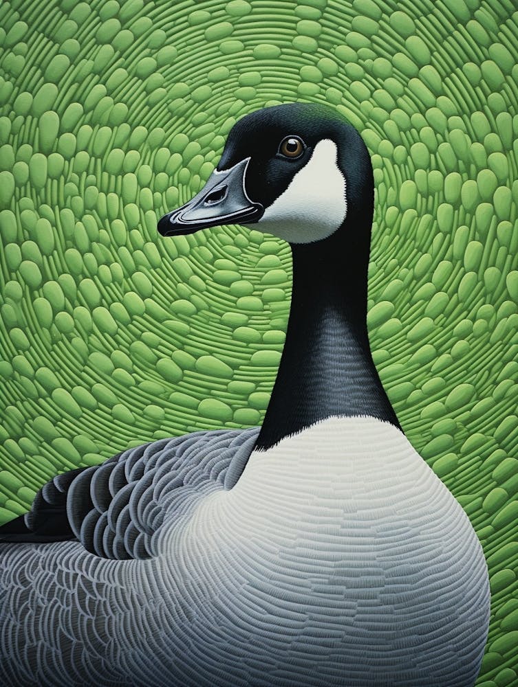Ohara Koson Inspired Bird Painting Canada Goose 2
