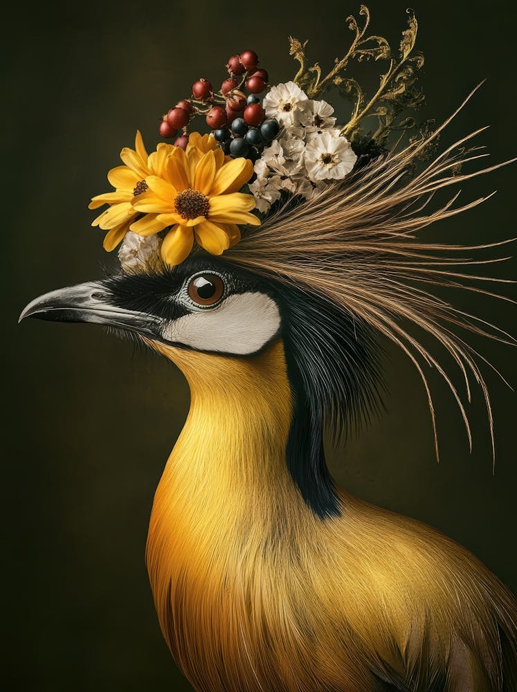 Bird With Flowers On Its Head 2