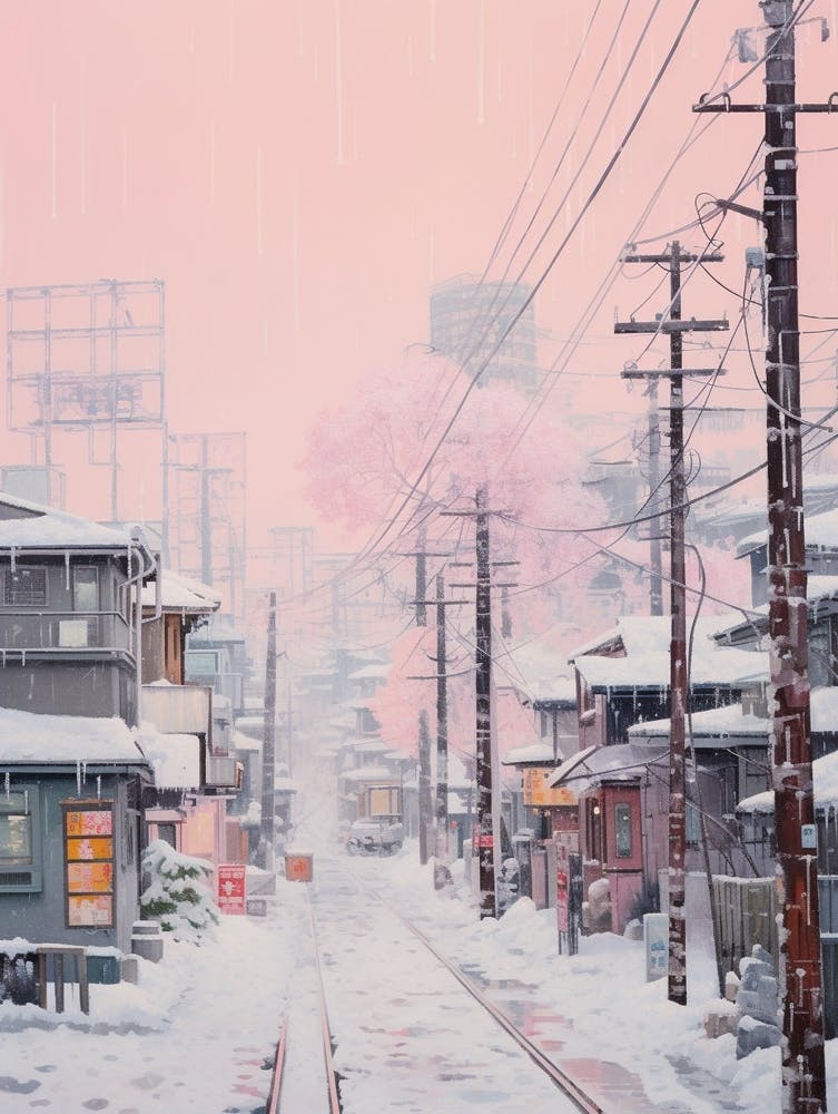 Dreamy Winter Painting Tokyo Japan 1