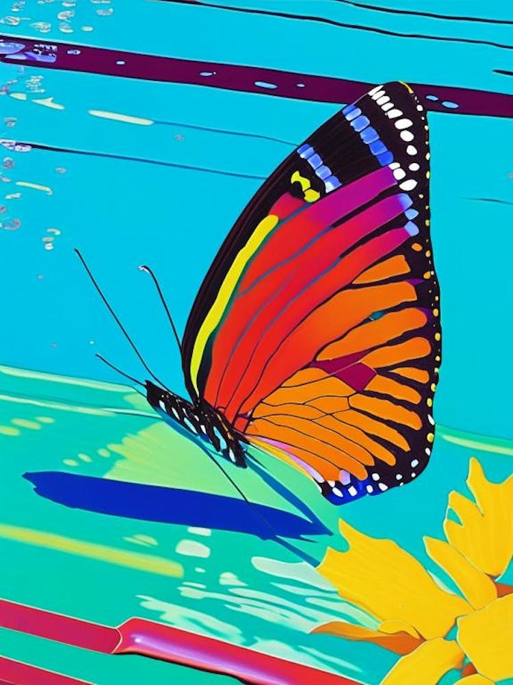 Nahaufnahme Schmetterling Pop Art David Hockney Inspiriert 1