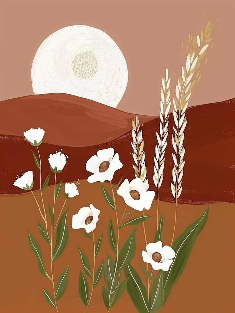 Landscape With Wheat And Flowers