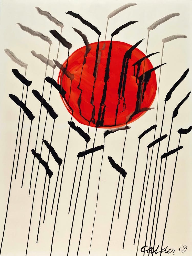 Cattails With Red Sun (1969)