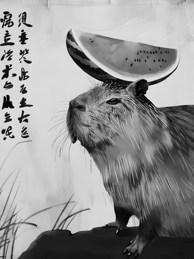 Beaver With Watermelon