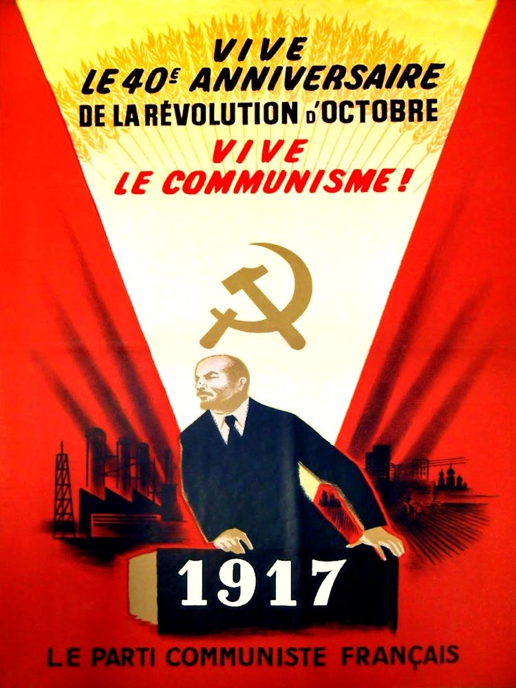 Lenin And The Annual Celebration Of Communism, Soviet Vintage Propaganda Poster