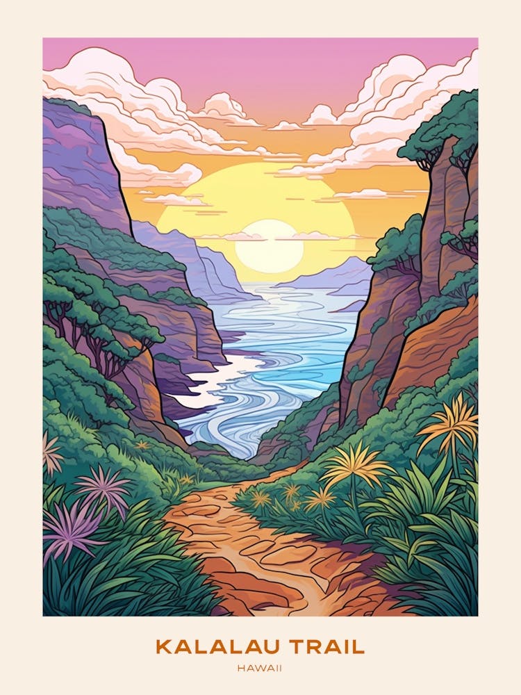 Kalalau Trail Hawaii 2 Hike Poster
