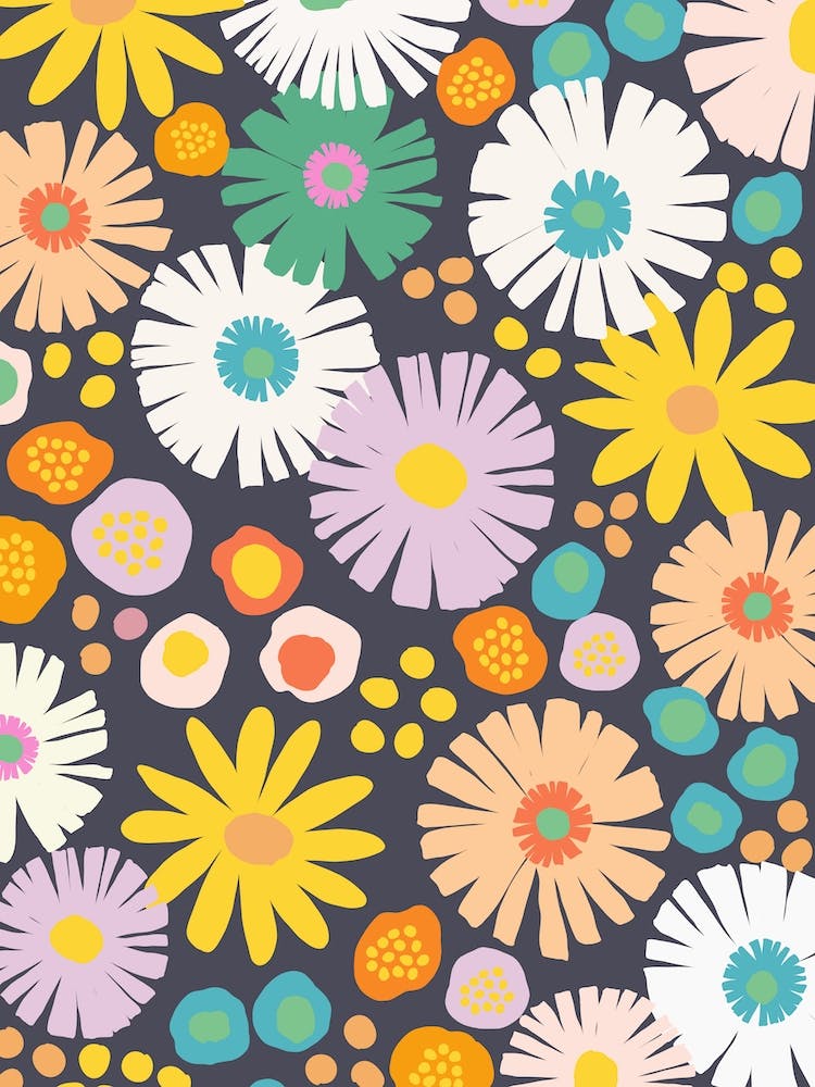 Mod Daisies In Midnight