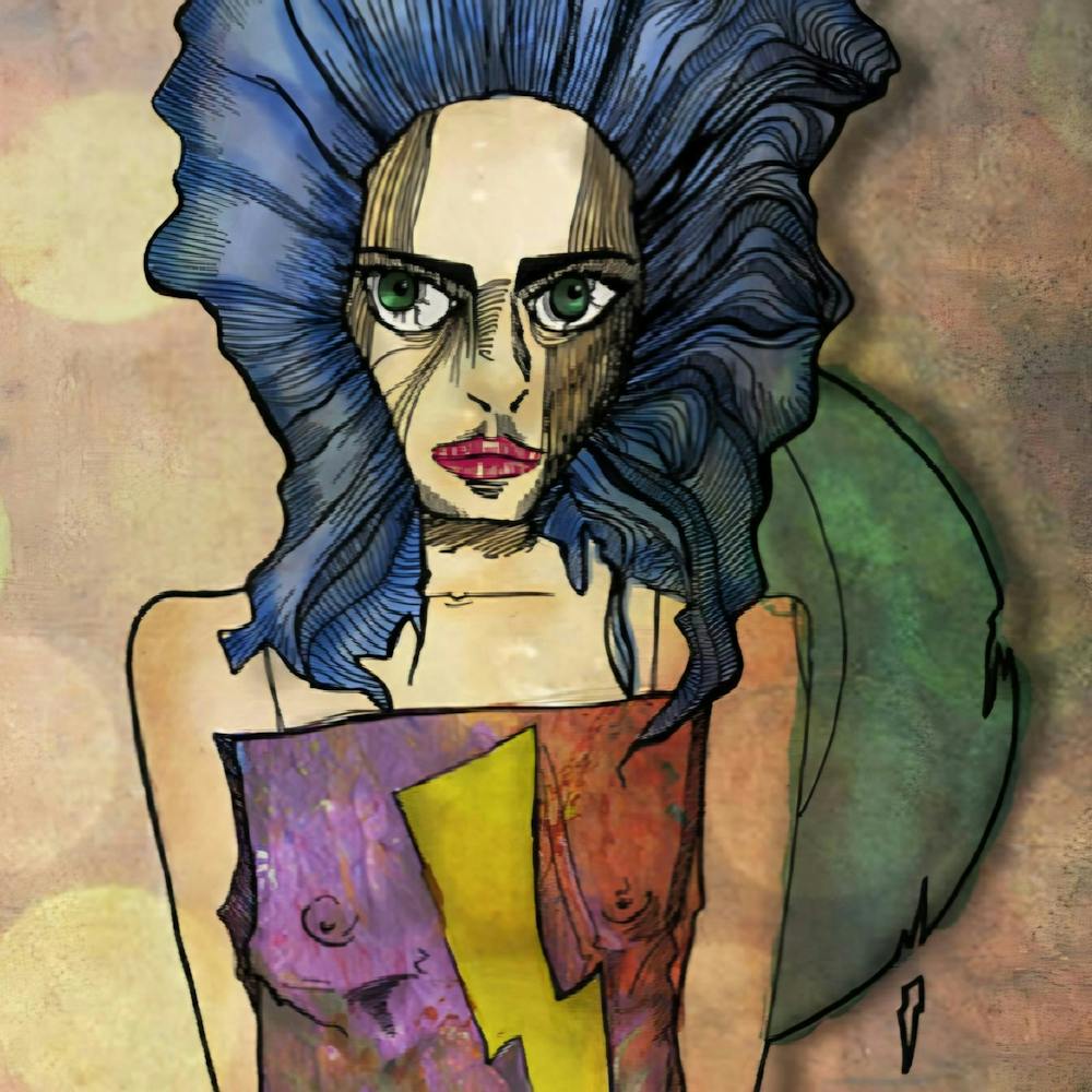 Girl with blue hair