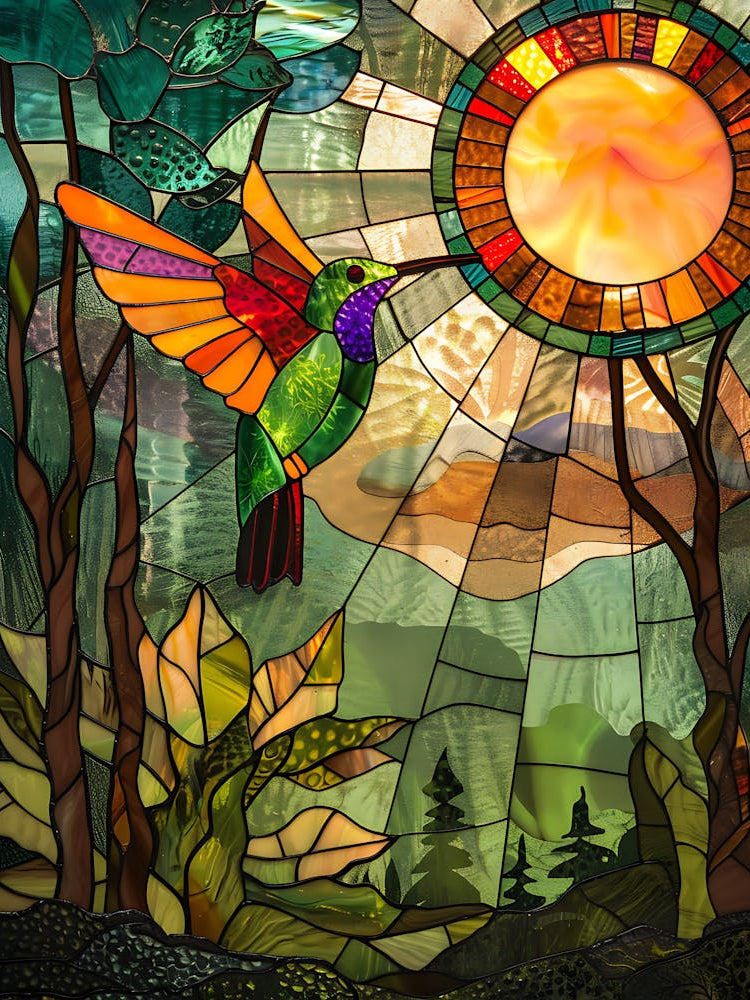 Hummingbird Stained Glass 16