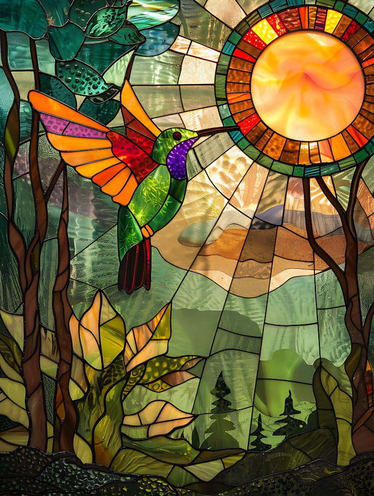 Hummingbird Stained Glass 16
