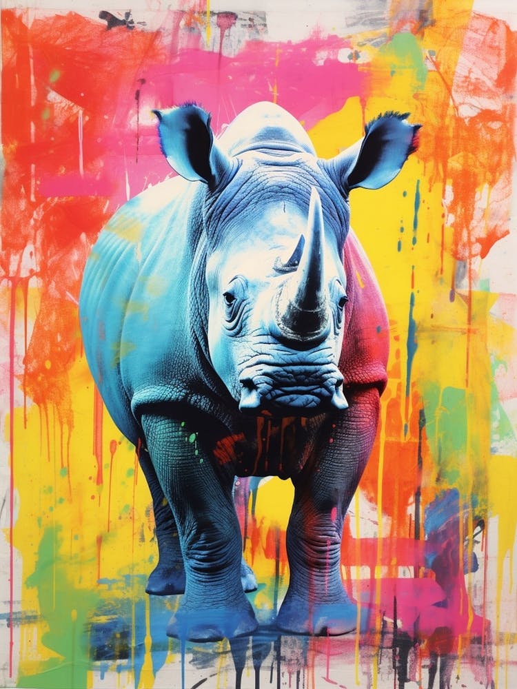 Rhino Colourful Screen Print Inspired 3