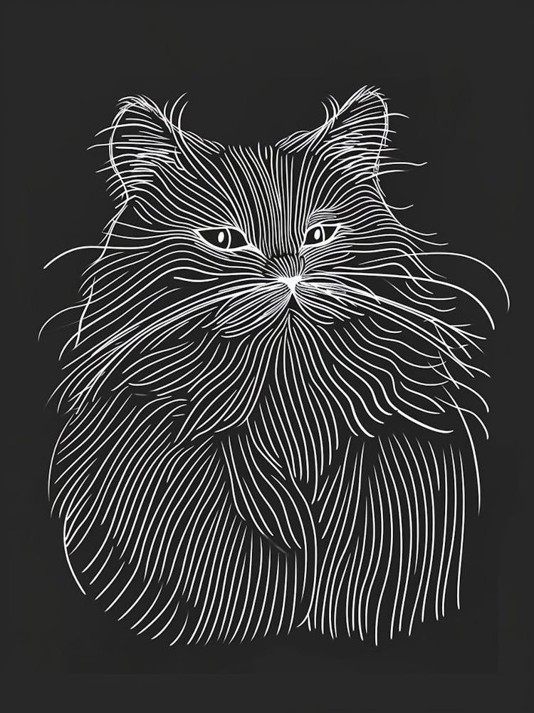 Persian Cat Minimalist Illustration 2