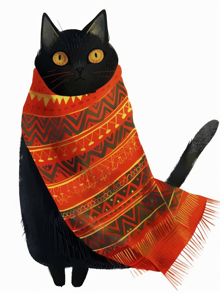 Black Cat In Scarf 2