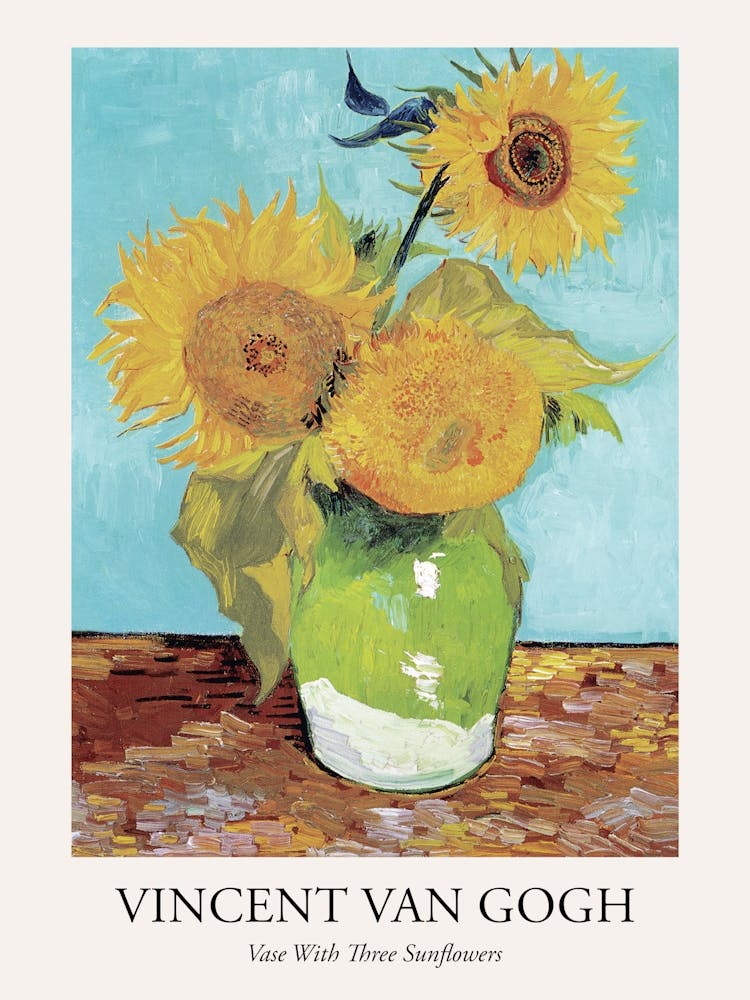 Vase With Three Sunflowers, Van Gogh Poster