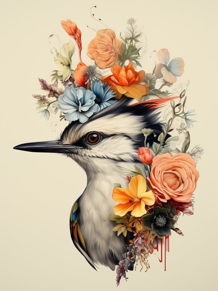 Bird With A Flower Crown Mockingbird 4