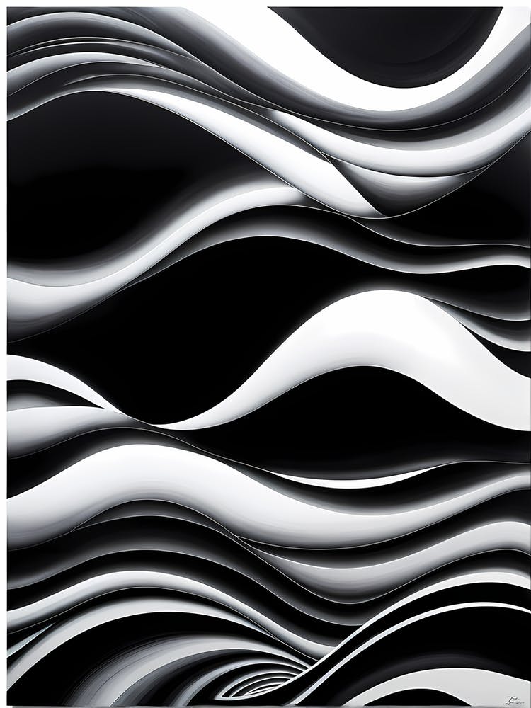 'Waves', black and white monochromatic art