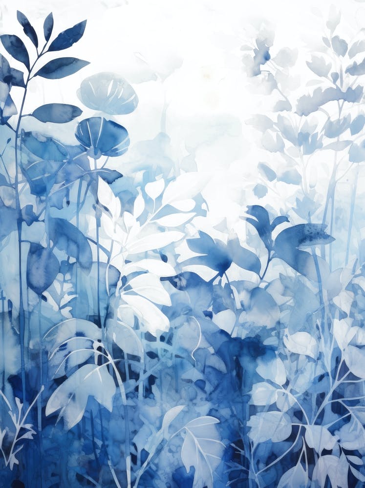 Blue And White Watercolor Painting