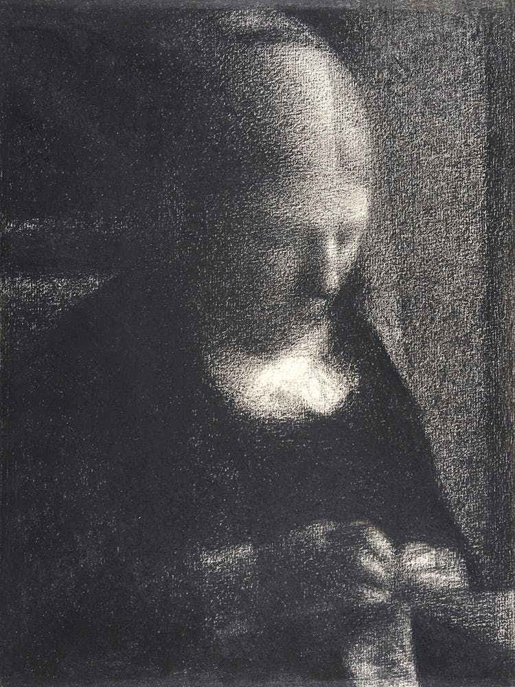 The Artist’S Mother Doing Embroidery, Georges Seurat