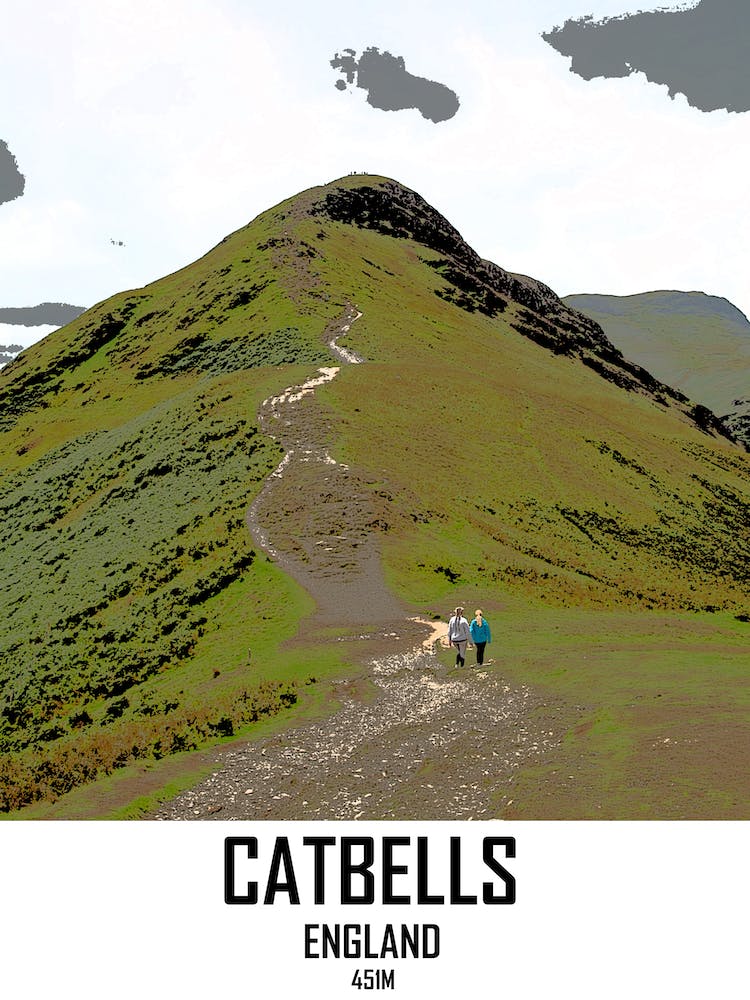 Catbells, Lake District, Mountain, Art, Wall Print