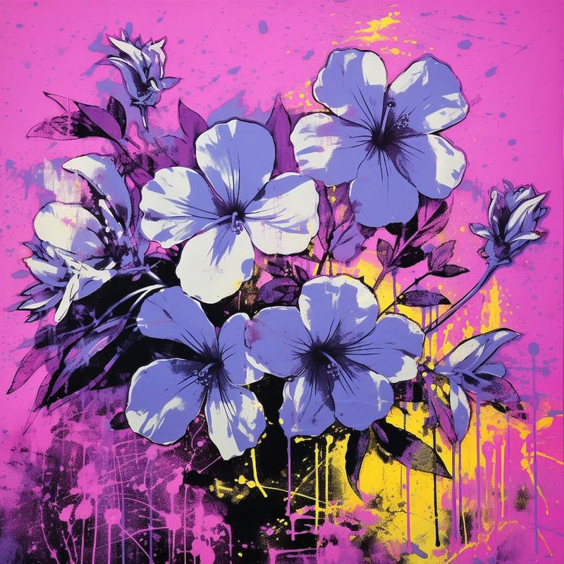 Andy Warhol Style Pop Art Flowers Lilac 3 Square