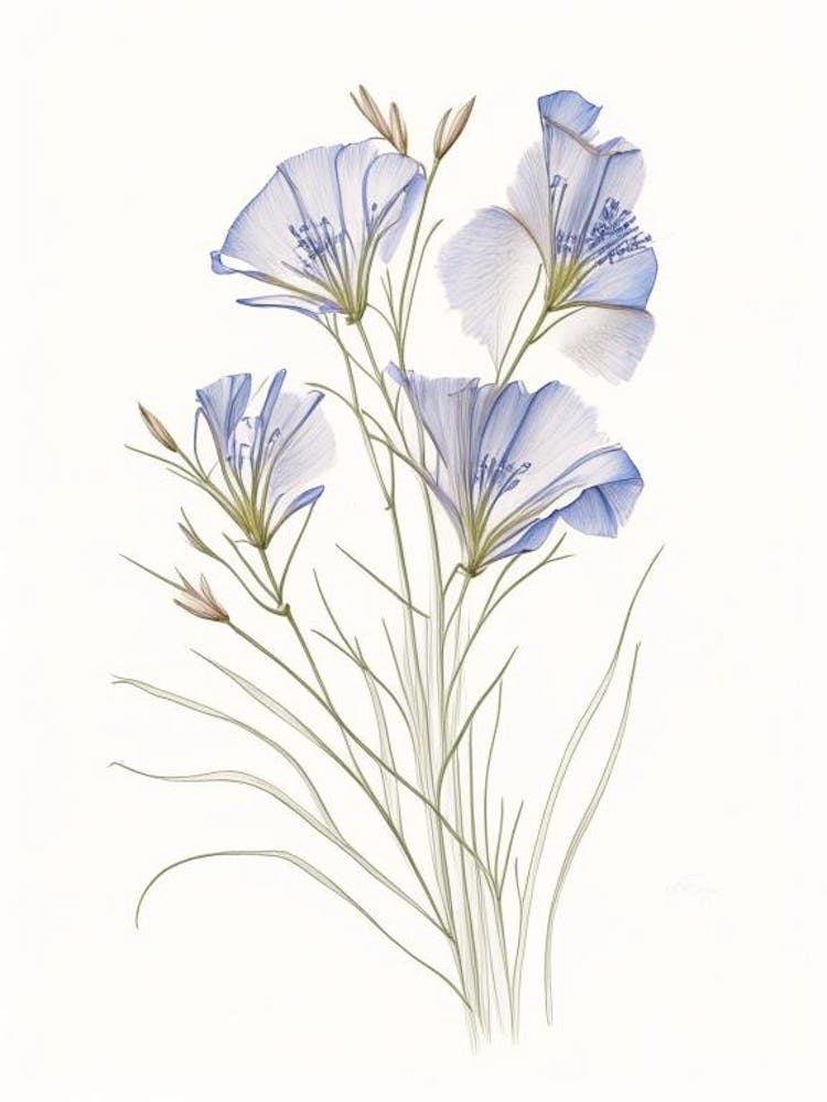 Flax Floral Quentin Blake Inspired Illustration 3 Flower