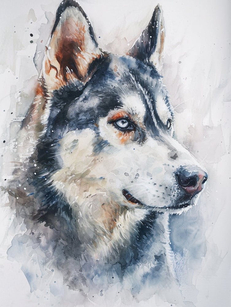 Siberian Husky Watercolor Painting 3