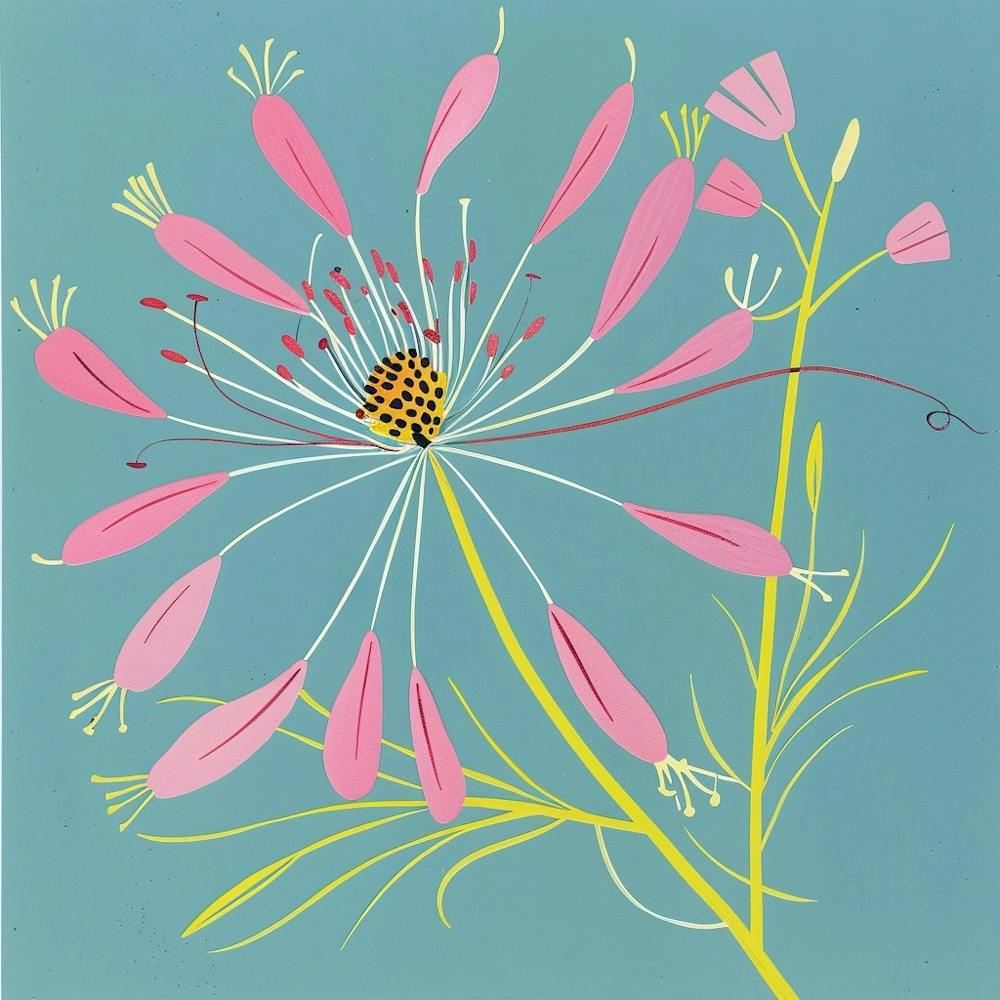 Love In A Mist 2 Square Flower Illustration