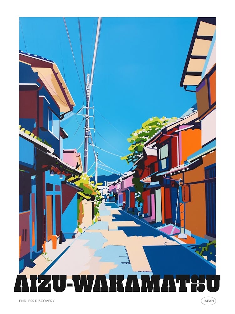 Aizu Wakamatsu Japan Colourful Travel Poster