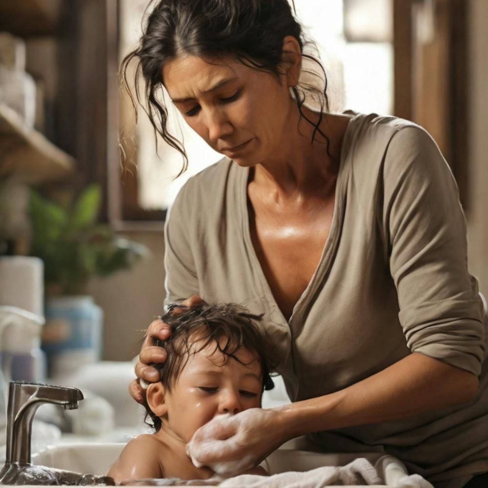 Mother And Son Washing Hands