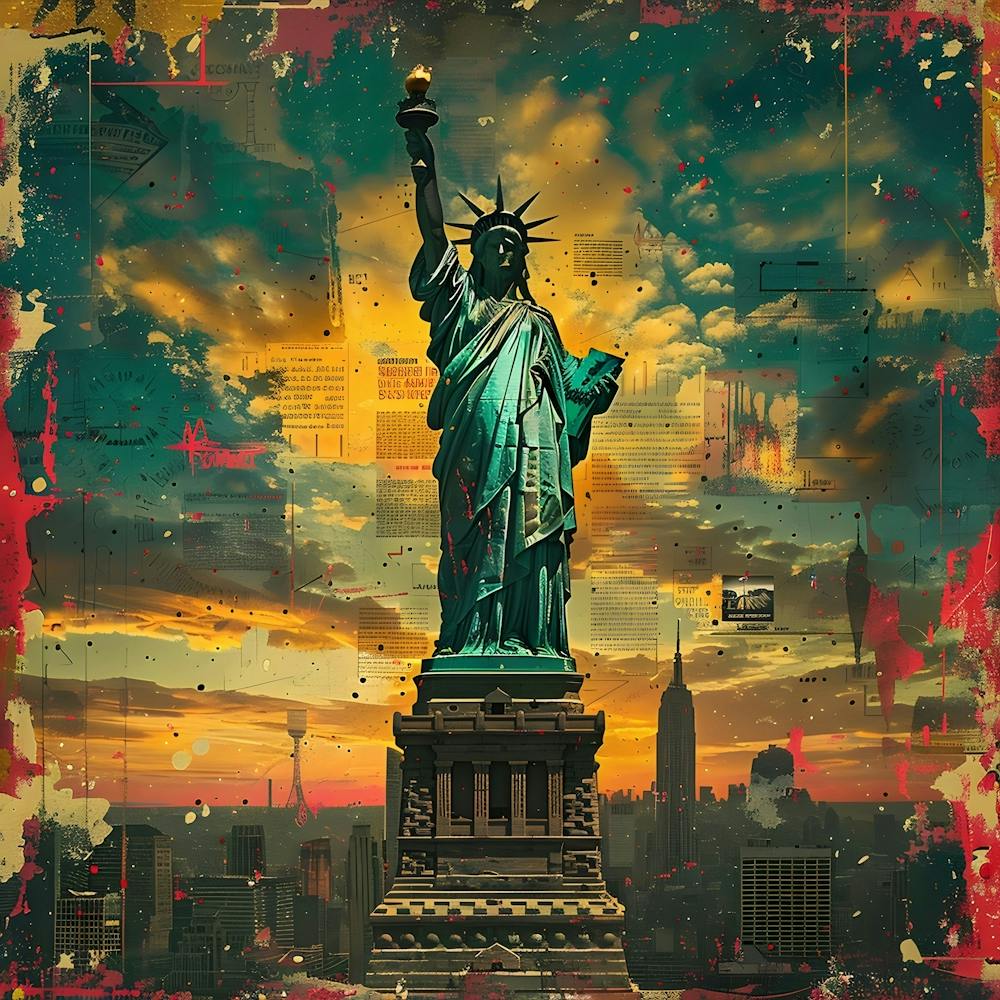 Statue Of Liberty, retro collage